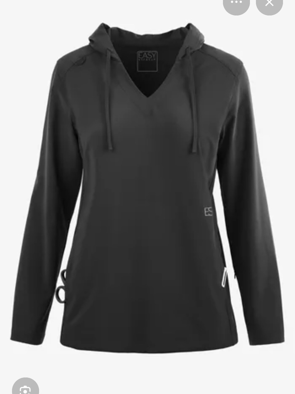 Easy Spirit Black V‑Neck Hooded Pullover Sweatshirt